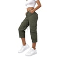 thumbnail image 3 of VBVC Women's Drawstring Cargo Capri Pants , Causal Summer Crop Trousers For Women , Ladies' Lightweight Y2K Pants with Pockets, Army Green , S-2XL, 3 of 7