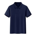 thumbnail image 5 of Scyoekwg 3 Pack Boys Short Sleeve Shirt Cotton Solid Color Casual School Uniform Tee Loose Fit Breathable Sports Top (Navy,14 Years), 5 of 8