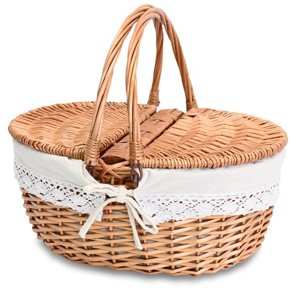 Cesta interior de mimbre para pícnic, 39 x 29 x 18 cm, 0,7 kg, 20 litros