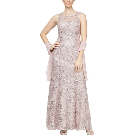 Alex Evenings Long Sleeveless Lace Dress, Women's