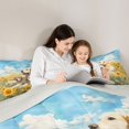 thumbnail image 4 of Manfei Golden Retriever Dog Full Size Comforter Sets, Farm Sunflower Bedding Comforter Set, Blue Yellow, Gray Reversible, 3-Piece, 1 Comforter and 2 Pillowcases, 4 of 7