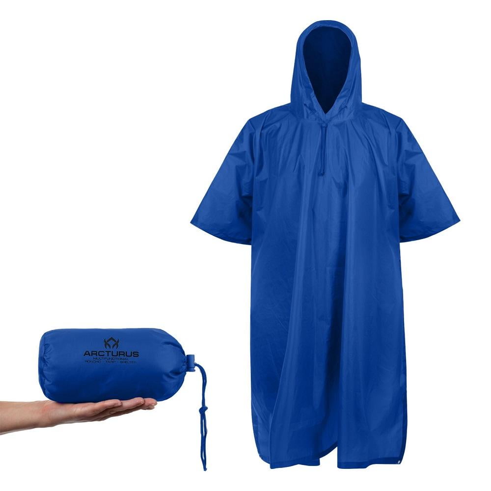 3 in 1 Multifunctional Lightweight Reusable Raincoat Poncho for Men Women Adults Purple REDCAMP Waterproof Rain Poncho with Hood and Arms for Camping Hiking