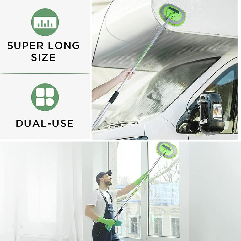  Car Wash Mop with Long Handle, Microfiber Chenille Flexible  Handle Car Clean Wash Mop Kitchen Cleaning Suitable for Cleaning  Glass/Tiles/Windows : כלי רכב