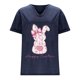 thumbnail image 4 of Corto para las Mujeres Casual Verano 2025 Pascua Impresión V-Cuello Camiseta, Ligero 95% Poliéster 5% Spandex Top para Toda la Temporada Hogar Y Diario, 4 of 7