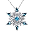 thumbnail image 1 of Collier Mode pour Femmes en Argent Sterling 925 avec Pendentif Flocon de Neige et Cristaux Bleus, Chaîne Os de la Clavicule, 1 of 6