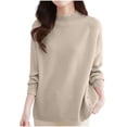 thumbnail image 5 of Women's Casual Solid Color Long Sleeve Knit Top Shirts Blouses Crewneck Side Button Loose Fit Soft Comfortable Business Casual Work Office Vacation Travel Fashion Essential Gift for Women, 5 of 8