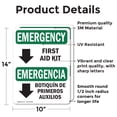 thumbnail image 2 of (2 Pack) First Aid Kit Bilingual OSHA Emergency Sign 10 Inch X 14 Inch Vinyl Label Decal Sticker Weather Resistant, UV Protected for Workplace, Business, and Construction Site, Made in, 2 of 7