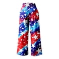 thumbnail image 5 of Laipiong Women's American Flag Star Print Wide Leg Pants High Waist Smocked Waist Design for Patriotic 4th Of July Outfits, 5 of 5