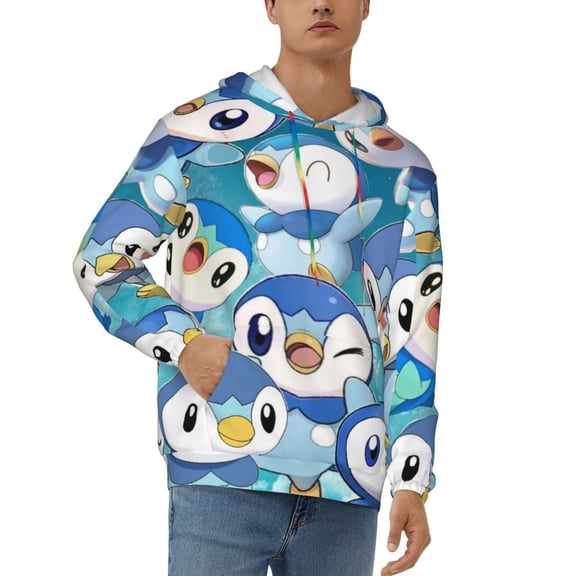 Piplup Men's Hoodie Novelty Pattern Long Sleeve Unisex Pullover Hoodies Casual Hooded Sweatshirt with Pocket