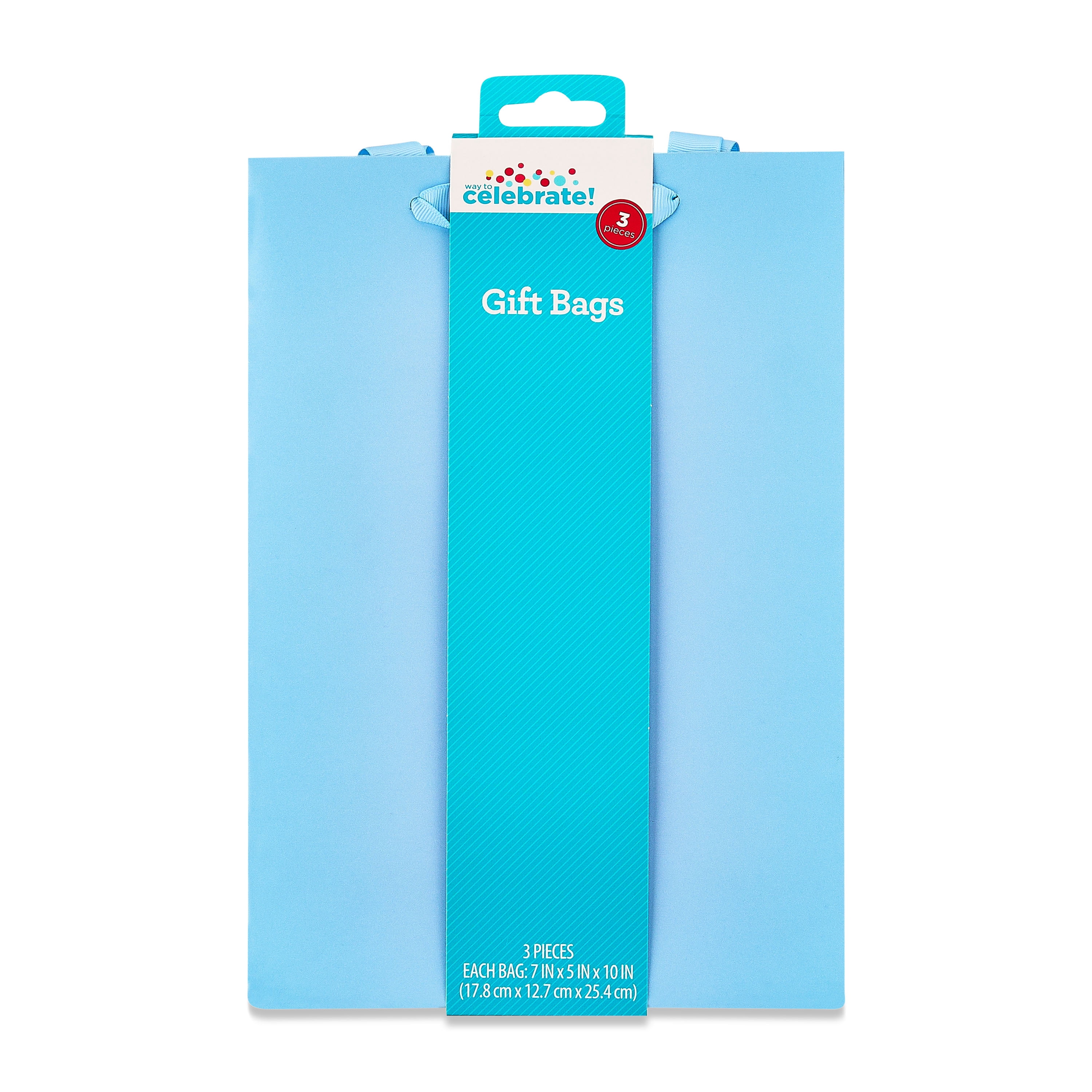Large Light Blue Gift Bags, 7" x 10", 3 Count, by Way To Celebrate