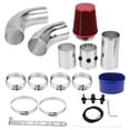 thumbnail image 2 of Universal 76mm 3 Inch Aluminium Cold Air Intake Hose Pipe Kit High Performance Turbo Filter System for Modified Vehicles Silver Blue Red, 2 of 7