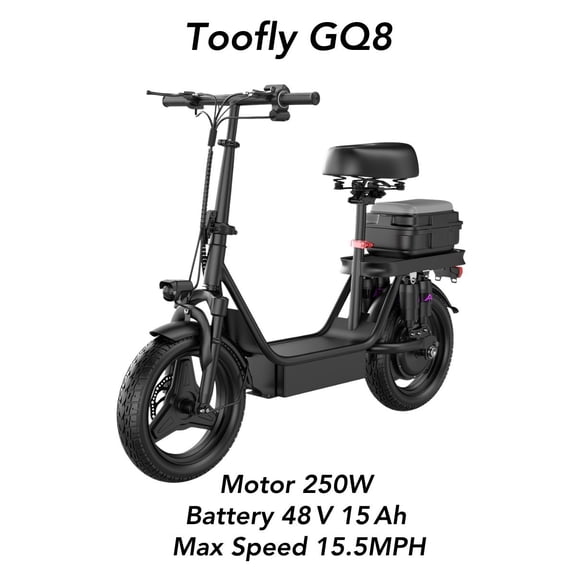 Toofly GQ8 250W 48V Electric Scooter for Adults and Teens, 15.5 MPH Max Speed, 20 Miles Range
