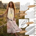 thumbnail image 7 of Jiueut Watercolor Mountain Crane Bird Print Casual Maxi Dress for Women, Sleeveless Summer Long Dress, Linen Look Flowy Dresses with Pockets, Loose Fit Crewneck Vacation Resort Wear, M, 7 of 7