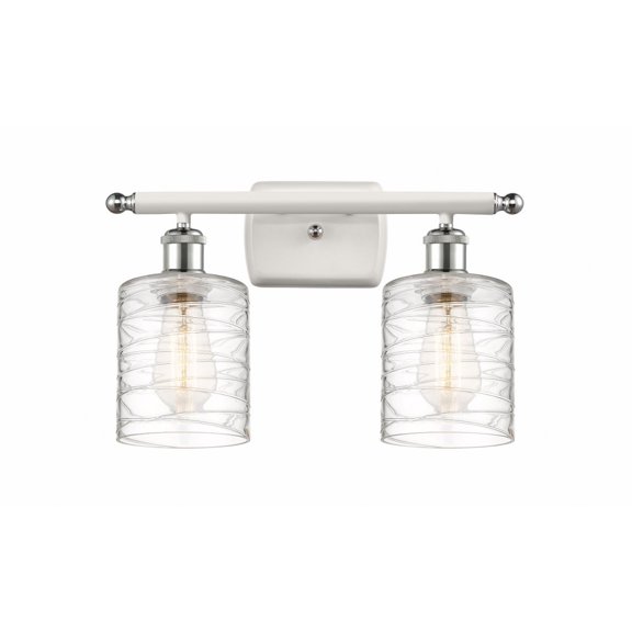 516-2W-WPC-G1113-LED-Innovations Lighting-Cobbleskill - 2 Light Bath Vanity In Art Nouveau Style-9 Inches Tall and 16 Inches Wide White/Polished
