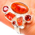 thumbnail image 1 of Mexican Fire Opal, Blue Topaz Ring Size 6.25 (925 Sterling Silver)  - Handmade Boho Vintage Jewelry RING132866, 1 of 3