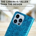 thumbnail image 6 of Nalacover Embossed Pattern Wallet Case for iPhone 14 Pro, 3D Flower Pattern Luxury PU Leather Flip Folio Case with Card Slots Holder Kickstand Magnetic Clasp Wrist Strap Shockproof Cover,Blue, 6 of 13