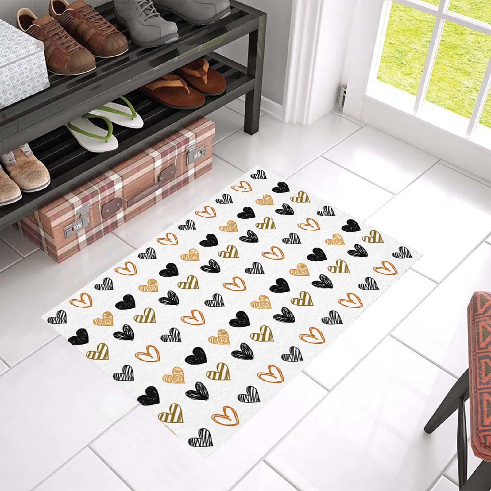 WUJDF Valentine's Day Welcome Door Mat Seasonal Holiday Anniversary Wedding Home Decorations Non Slip Rugs Washable Winter Holiday Doormat (1Pc/27.5"X15.7")