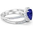 thumbnail image 3 of Divine Creation 2.00 Ct Pear Cut Blue Sapphire Wedding Engagement Bridal Ring Set 14K White Gold Plated 925 Sterling Silver For Women's -5.5, 3 of 3