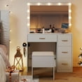 thumbnail image 6 of Gymax Vanity Desk with Mirror & Lights Dressing Table w/ Storage Stool Makeup Table, 6 of 9