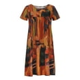 thumbnail image 4 of Patlollav Womens Short Sleeve Dress Summer Casual Round Neck Folding Retro Dresses, 4 of 6