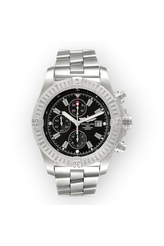 Pre-Owned Breitling Super Avenger A13370 Black Dial Chronograph Steel Mens Watch