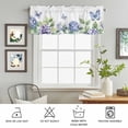 thumbnail image 3 of Rod Pocket Window Valances Watercolor Blue Butterfly Flower on White Short Kitchen Curtains Spring Botanical Window Treatment Drapes for Bedroom Bathroom Living Room 42x12In,1 Panel, 3 of 9
