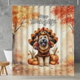 thumbnail image 2 of Happy Thanksgiving Soft Coated Wheaten Terrier Turkey Costume Pumpkins Autumn Leaves Shower Curtain Wheatie Dog Lover Waterproof Bathroom Bathtub Curtain - 130144, 2 of 5