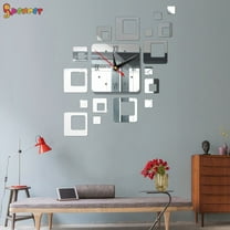 Spencer Modern DIY 3D Frameless Large Wall Clock Combination Mirror Surface Sticker Art Design Home Decor "Silver"