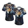 thumbnail image 6 of Women's V Neck T Shirts Casual Short Sleeve Tops Blouse, Wolf Indian Dream Starry, 6 of 6