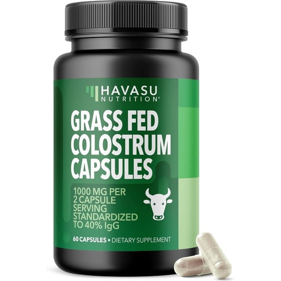 Havasu Nutrition Grass Fed Bovine Colostrum Capsules 1000mg, Immune & Gut Health Support, 60 Count