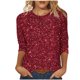 thumbnail image 2 of Tejiojio Women's Sequin Top Round Neck 3/4 Sleeves Sparkly Casual Party Blouse S-2XL, 2 of 5