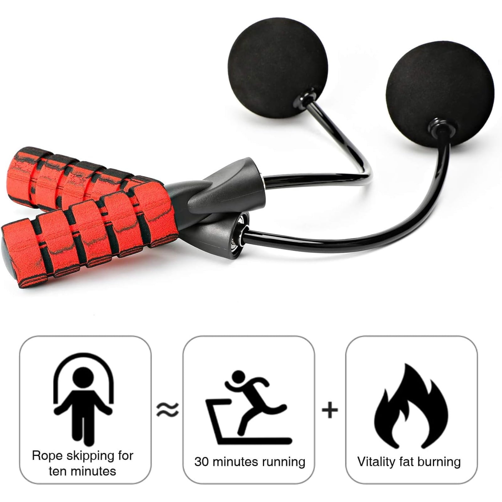 Cordless Jump Rope with Weighted Balls, Tangle-Free Ropeless Skipping Rope for Home Gym, Includes 6 Sweatbands