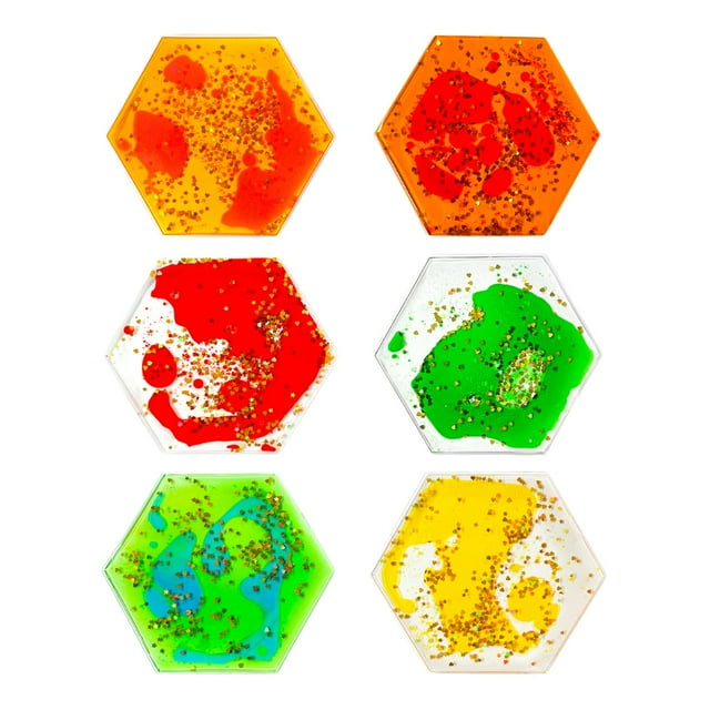 6 juguetes sensoriales de gel líquido suave, juguetes de movimiento líquido, juguetes calmantes de regalo, juguetes antiestrés Hexágono