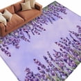 thumbnail image 2 of Area Rug for Living Room, Purple Lavender Non-Slip Indoor Large Carpet for Bedroom/Dining Room, Spring Watercolor Wild Flowers Plant Washable Low-Profile Rectangle Floor Runner Rugs - 5 x 8 Ft, 2 of 7