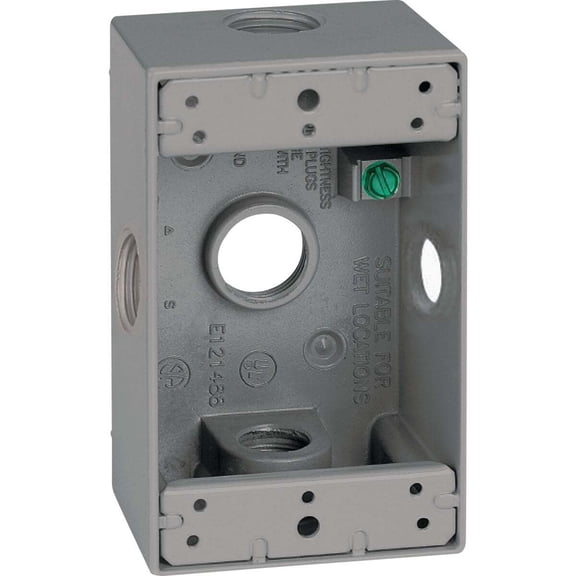Southwire Single Gang 3/4 In. 5-Hole Side-Hole Gray Weatherproof Junction Box