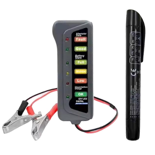 12V Digital Battery Alternator Tester with 6 LED Lights Display Battery Testers with Brake Fluid Tes