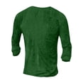 thumbnail image 4 of Men'S Printed T-Shirt Outdoor Retro Button Loose Long Sleeve Top Dark Green A M, 4 of 5