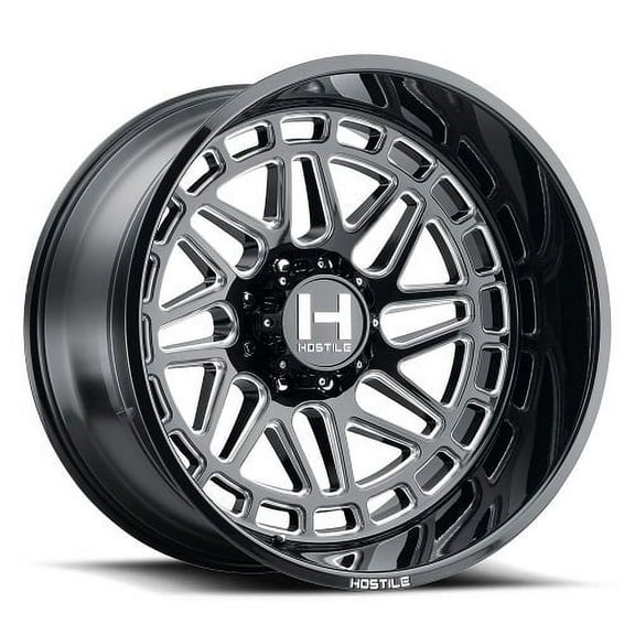 20x12 Hostile H122 Reaper Blade Cut (Gloss Black & Milled) Wheel 5x5 (-44mm)