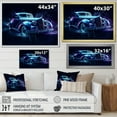 thumbnail image 4 of Designart "Indigo Vintage Car With Neon Light Strips II" Car Vintage Floater Framed Wall Art Prints, 4 of 5