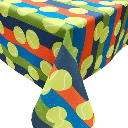 

Passion for Tennis Collection 60 x90 Printed Tablecloth with Table Weight Set (Striped Background)