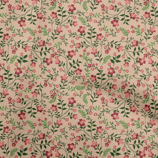 oneOone Velvet Light Brown Fabric Florals Sewing Craft Projects Fabric Prints By Yard 58 Inch Wide