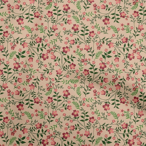 oneOone Polyester Spandex Light Brown Fabric Florals Sewing Fabric By The Yard Printed Diy Clothing Sewing Supplies 56 Inch Wide