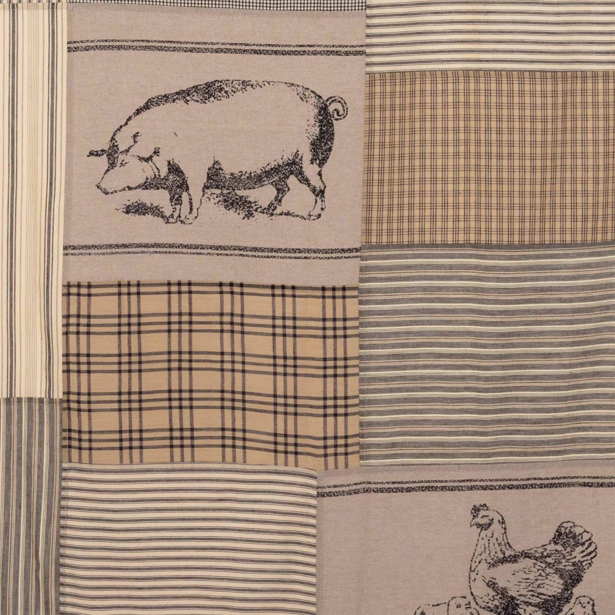 VHC Brands Sawyer Mill Cotton Shower Curtain, 72x72, Charcoal Patchwork