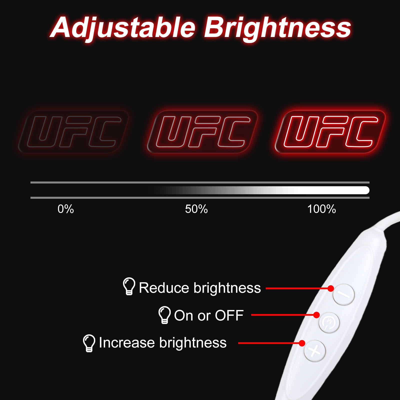 UFC Neon Sign, Led Wall Light, Ufc Logo Light Up Sign, Boxing Gym Neon Decor, Fighting Sport Wall Art, Man Cave Ufc Neon Light for Home, 15.4"x6.3"