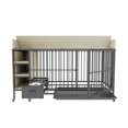 thumbnail image 6 of Noaman Large Pet Cage with Storage Rack & Drawers, 57.08x23.60x33.40in, Iron Frame & MDF, Stainless Steel Food/Water Basin, 6 Rollers, Sturdy & Practical for Pets (Black+Beige), 6 of 35
