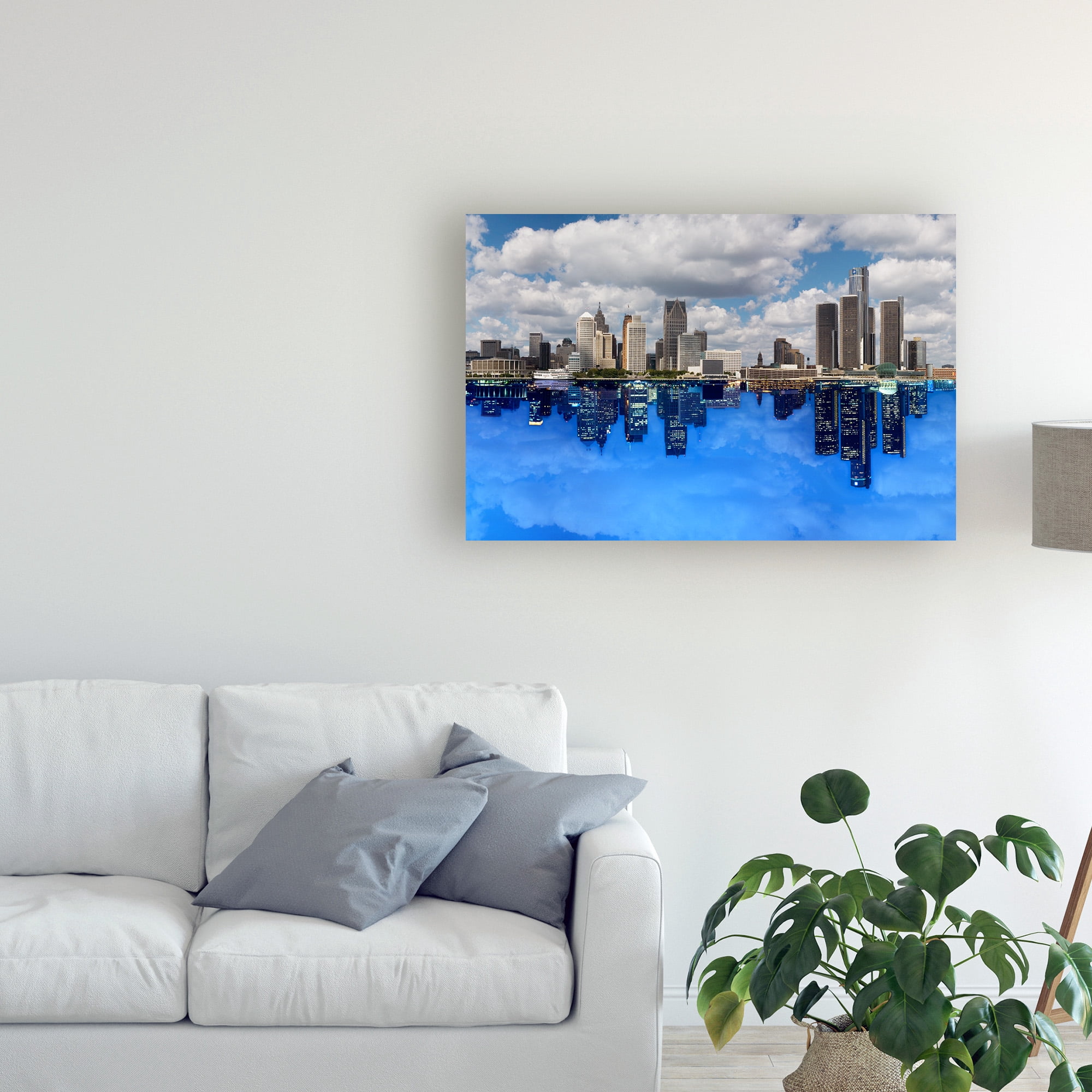 Trademark Fine Art 'Detroit Skyline Michigan Color' Canvas Art by Monte Nagler