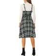 thumbnail image 3 of INSPIRE CHIC Robe à Bretelles pour Femmes Rétro à Carreaux Col Carré Robe Midi Ligne A m Noir, 3 of 6