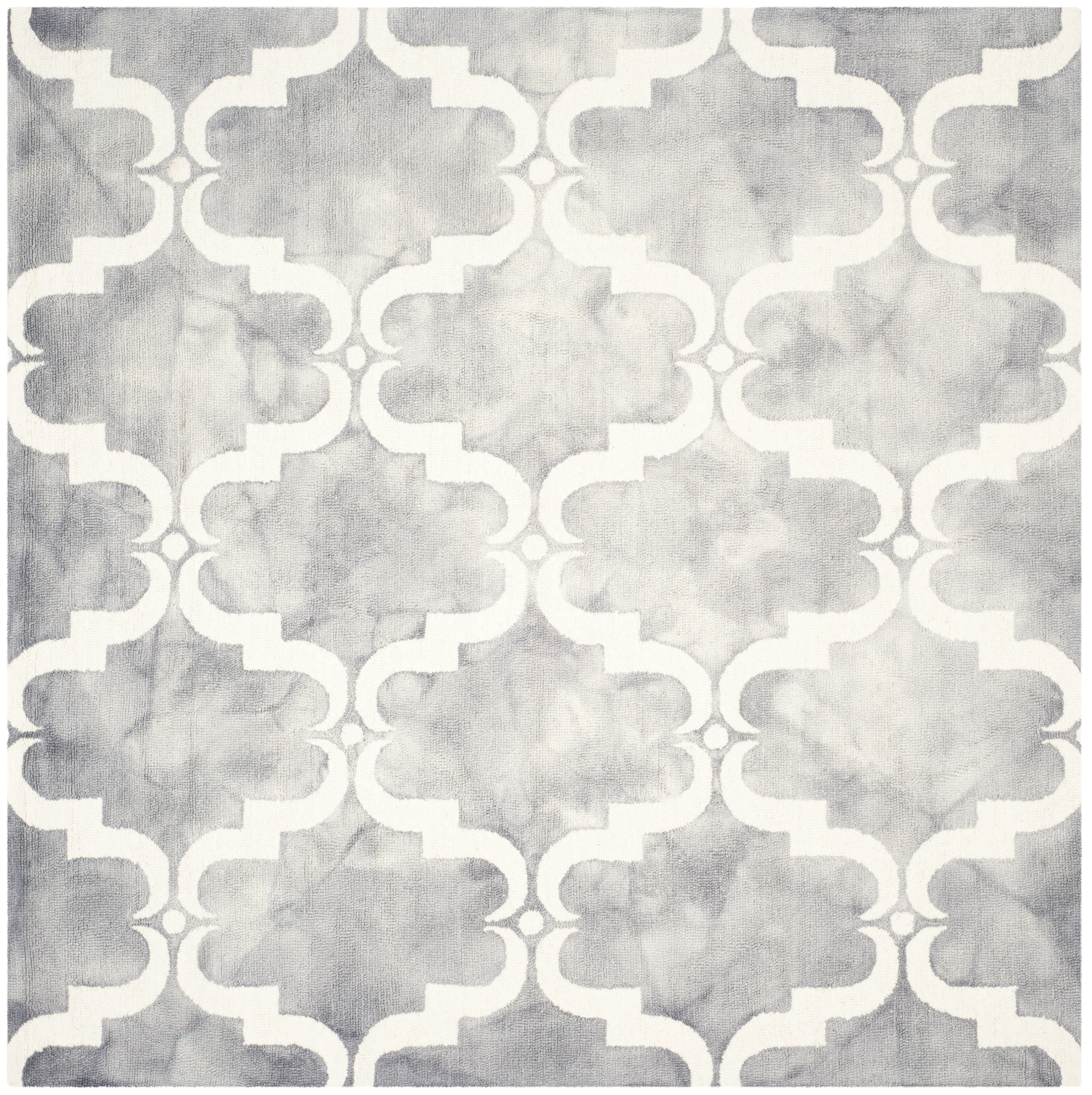 Safavieh Dip Dye Talbot Distressed Wool Area Rug, Gray/Ivory, 7' x 7' Square