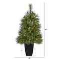 thumbnail image 2 of Nearly Natural 3.5ft. Golden Tip Washington Pine Artificial Christmas Tree with 50 Clear Lights, Pine Cones and 148 Bendable Branches in Black Metal Planter, 2 of 6