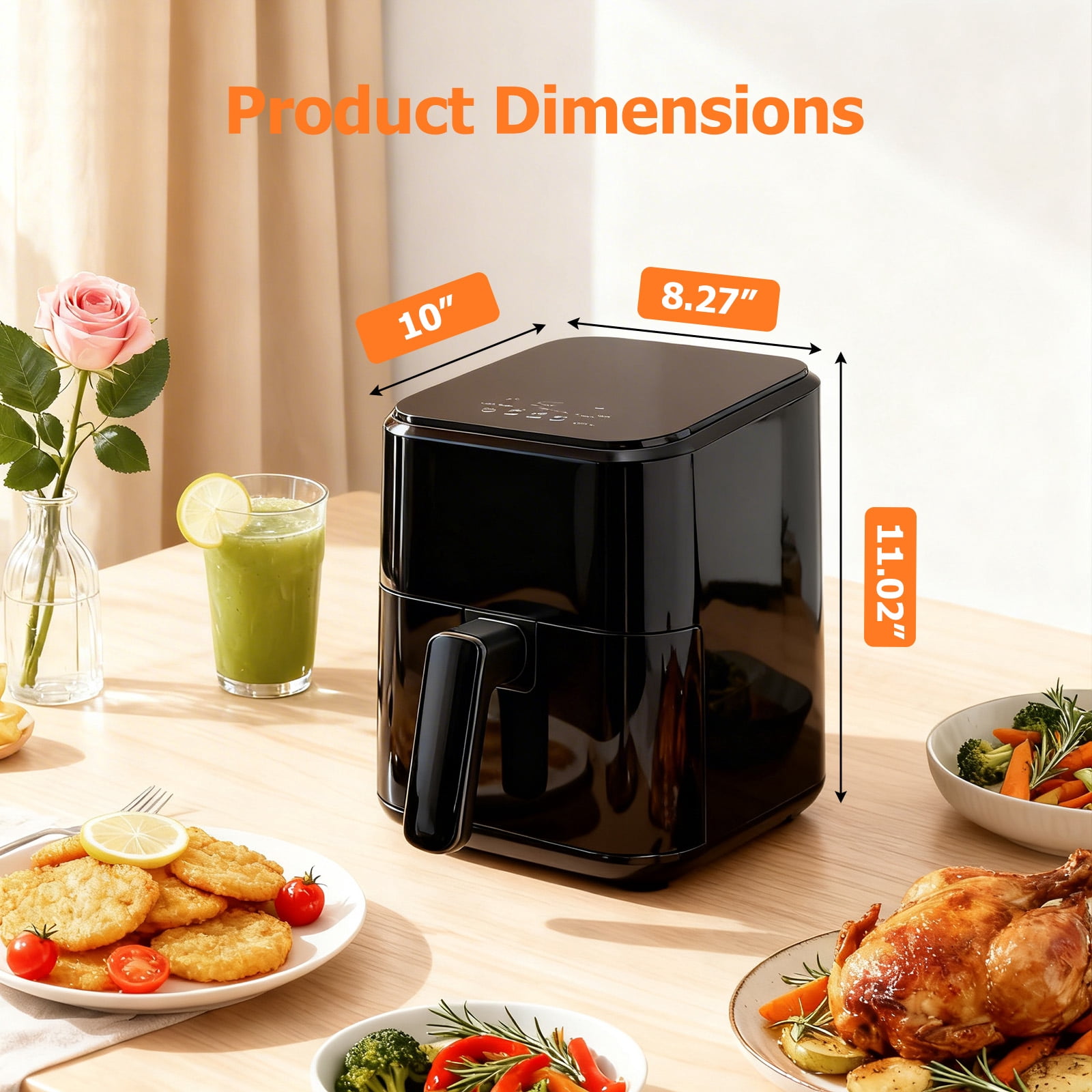 Sybels 3QT Small Air Fryer,Easy-Clean Digital Touch Panel, 400℉ Max Temp, Built-in Auto Shut-off, Nonstick Dishwasher-Safe Basket for Baking, Roasting, Broiling and Reheating, Black